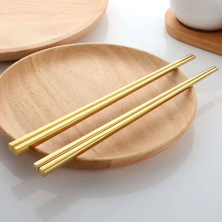 Gold 2 Pairs 4 цвета палочки для еды набор из нержавеющей стали 18/10 японские черные Суши Палочки набор Титановые палочки для еды Позолоченные палочки s - Цвет: Gold 2 Pairs