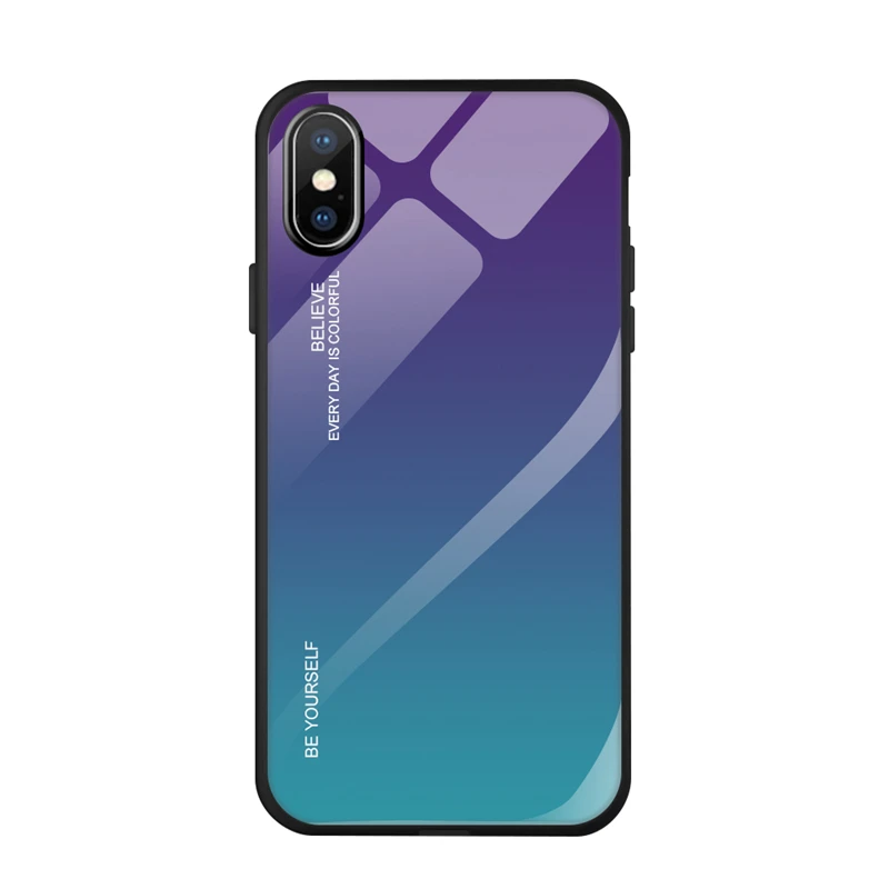 Color 03 50 шт./лот чехол из градиентного стекла для Apple iPhone 6 7 8 Plus X XS XR XS Max 6Plus 7+ защитная задняя панель для телефона - Цвет: Color 03