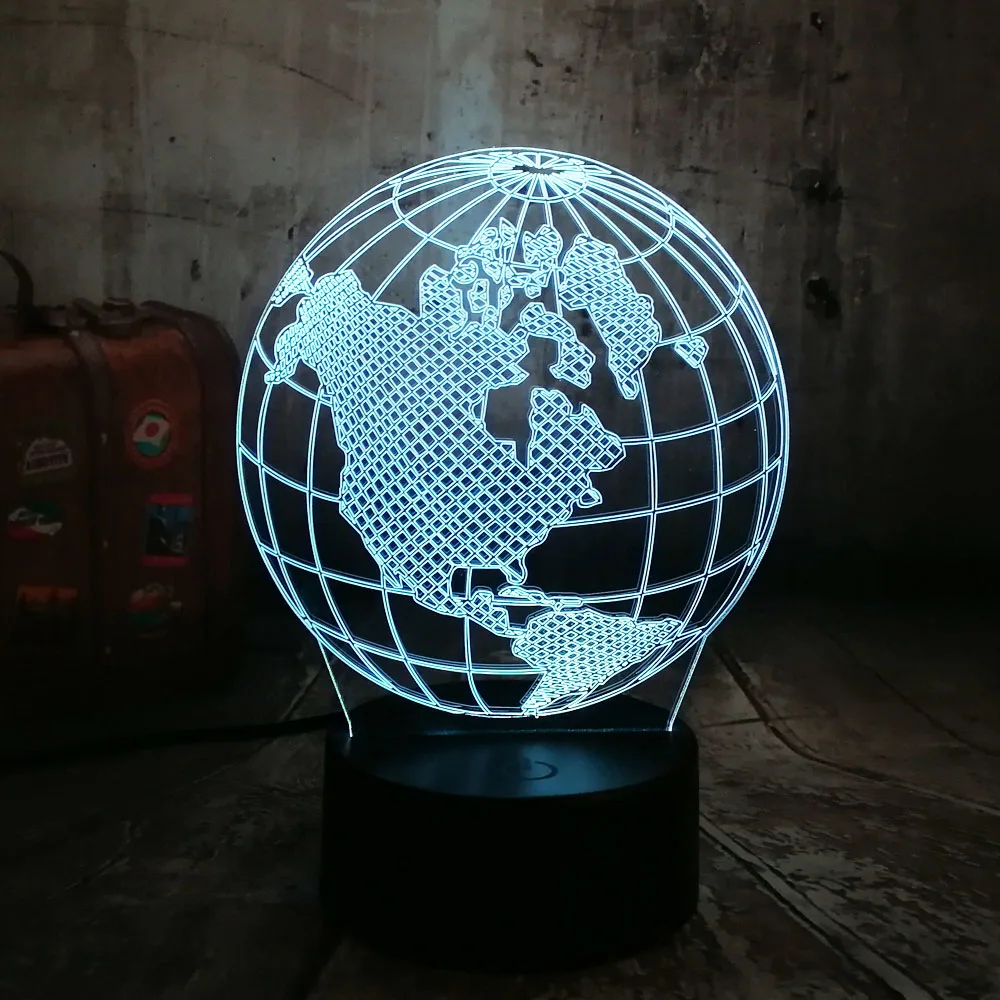 Новинка глобус Карта Америки 3D RGB светодиодный ночник многоцветный 7 цветов удаленного Управление USB настольная лампа Home Decor Рождественский подарок