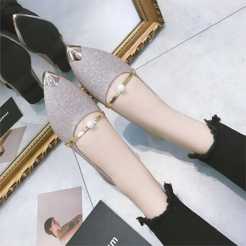 Женские туфли-лодочки обувь весна Bling с узкими носками золотого цвета Туфли