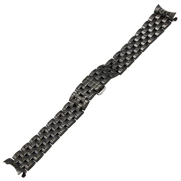 Изогнутый конец из нержавеющей стали ремешок для часов 18 20 22 24 для Seiko Citizen Casio ремешок Бабочка Пряжка браслет на запястье - Цвет ремешка: Black