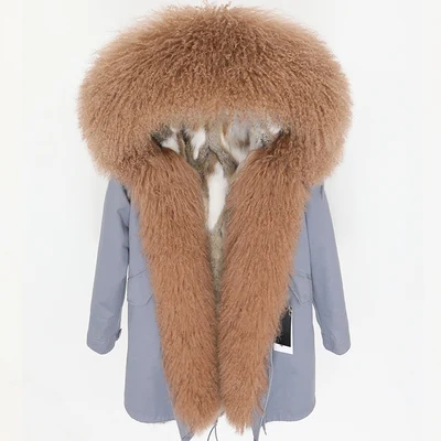 13 OFTBUY, зимняя женская куртка, большое натуральное меховое пальто, парка, Монгольская овчина, меховой воротник, подкладка из кроличьего меха Рекс, модное длинное пальто с кисточками - Цвет: 13