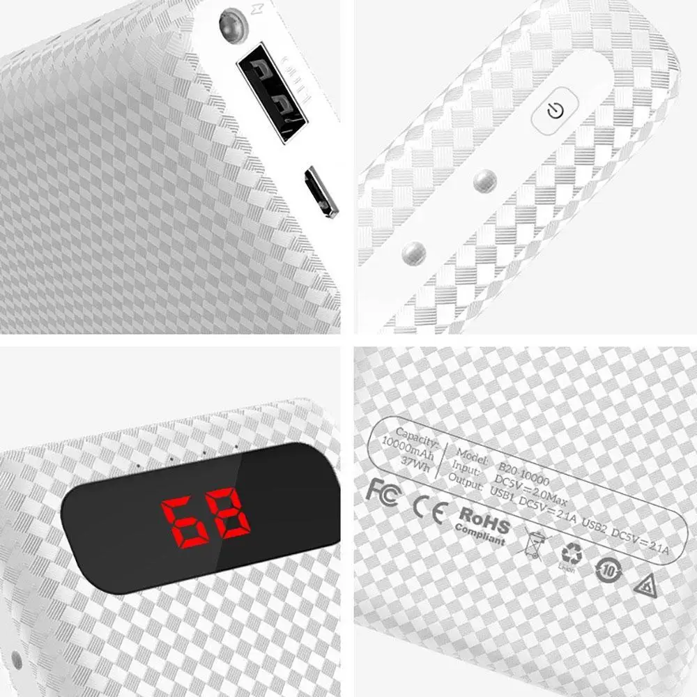 HOCO power Bank 10000 мАч быстрая зарядка светодиодный внешний аккумулятор 18650