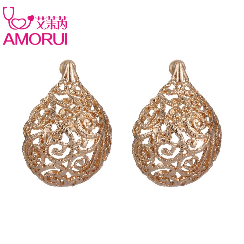 AMORUI женские хип хоп полые серьги гвоздики с рисунком для женщин модные в форме сердца Bijoux Femme Start ювелирные