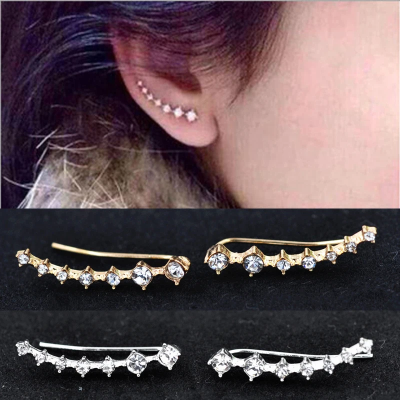 Трендовые однорядные Стразы со звездами хрустальные запонки для ушей серьги