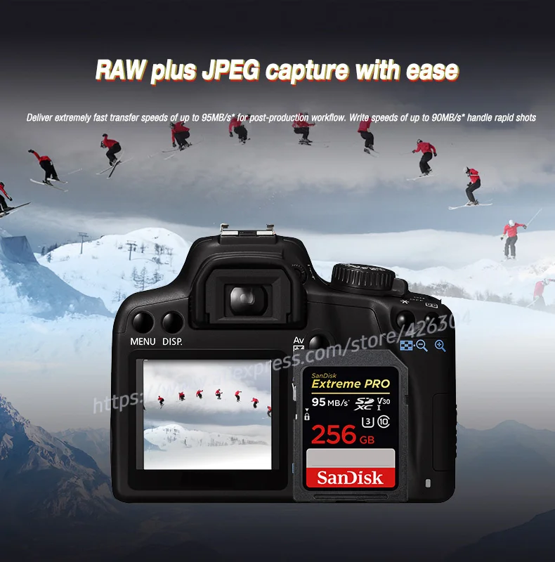 Карта памяти SanDisk Extreme PRO SD UHS-I 128 Гб 64 ГБ 32 ГБ 16 ГБ 256 ГБ SDHC SDXC 633X Class 10 95 МБ/с./с V30 для камеры