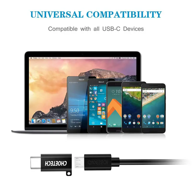 CHOETECH usb type C адаптер Micro USB к OTG переходник быстрое зарядное устройство для Samsung Galaxy