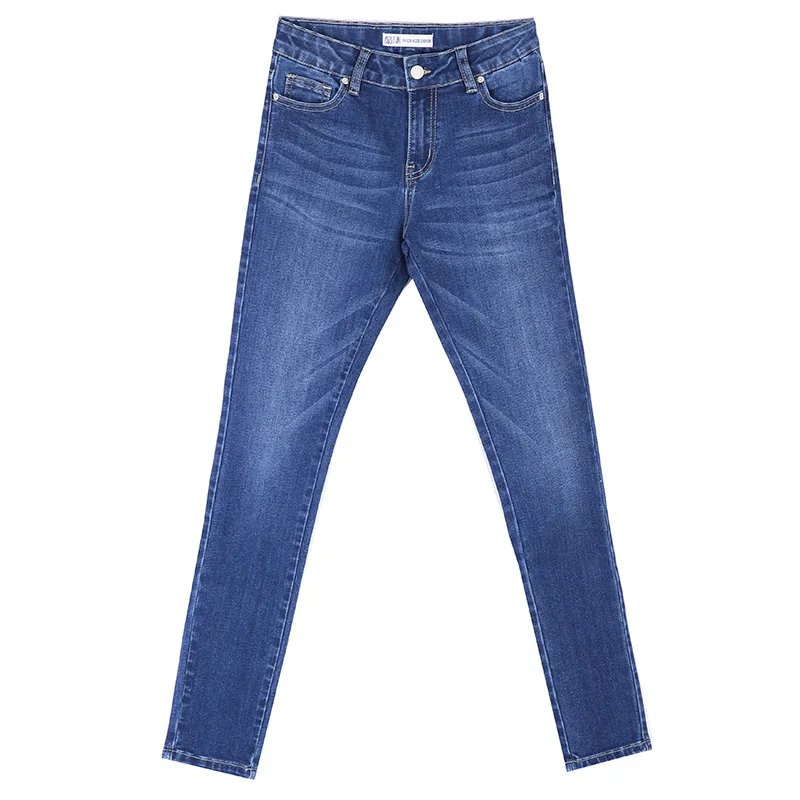 Женские узкие джинсы LEIJIJEANS повседневные синие скинни со средней посадкой полной