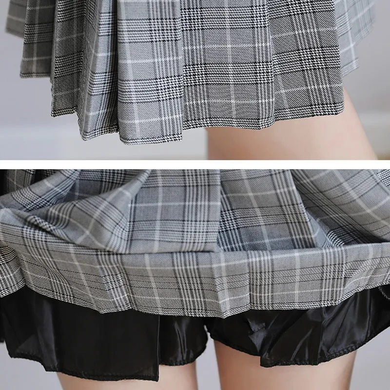 Женская плиссированная юбка в клетку элегантная трапециевидная мини Корейском