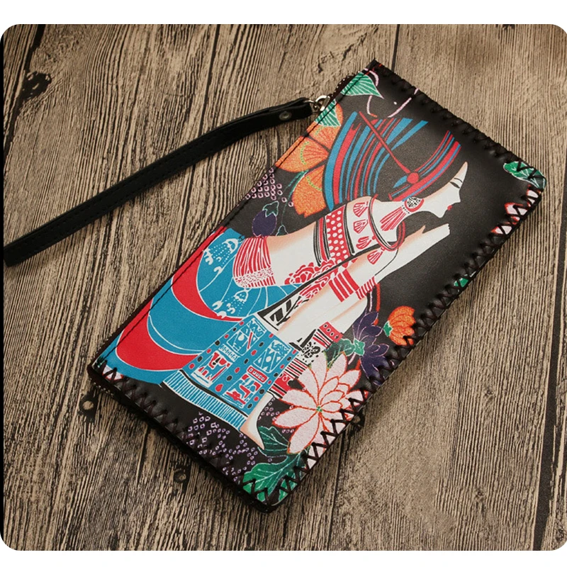 DXH женские кошельки ручной работы на молнии Длинный кошелек для наличных Женский