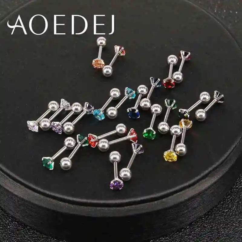 Серьги гвоздики из нержавеющей стали AOEDEJ 24 шт./лот/набор женские круглые