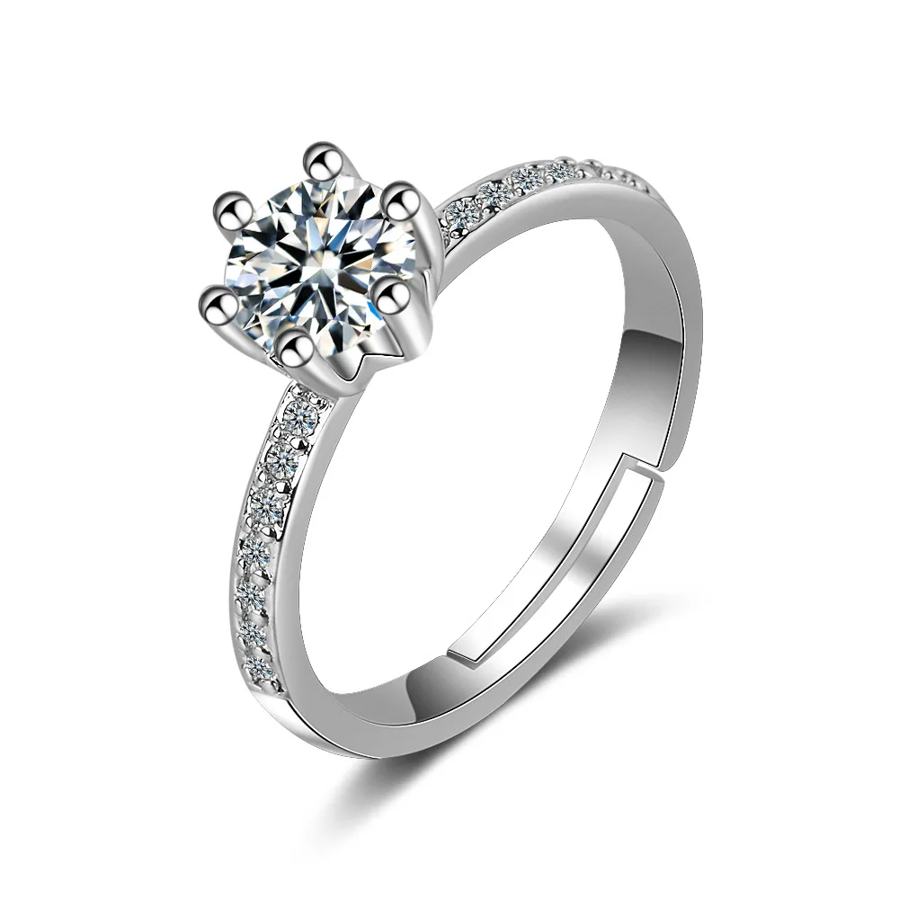 

100% 925 sterling silver fashion shiny cz zircon star women wedding ring jewelry no fade lady finger rings wholesale girls gift
