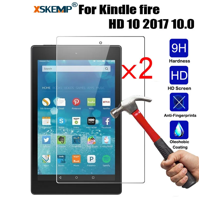 XSKEMP 2 шт./лот 9H LCD закаленное стекло для Amazon Kindle fire HD 10 2017 0 предотвращает царапины