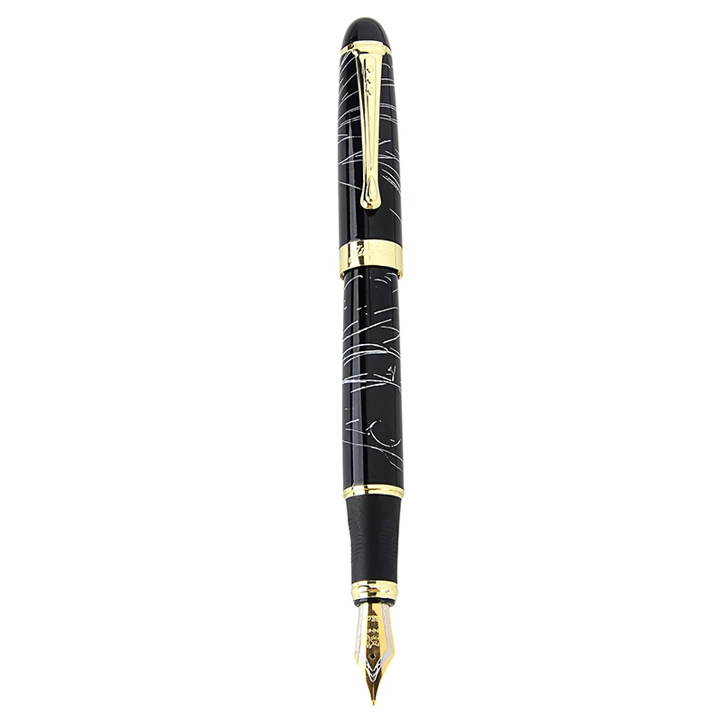 Ручка перьевая Jinhao черная линия роскошная полностью металлическая золотистая 450