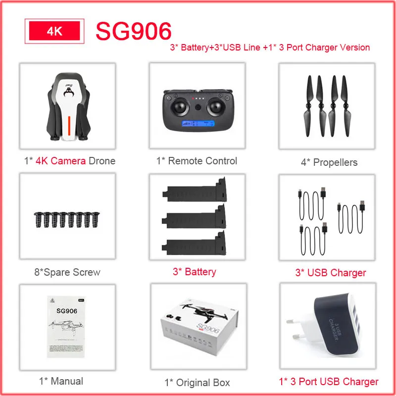 SG906 5G 1080P 4K HD WiFi камера Складная FPV игрушка, Дрон на дистанционном управлении RTF gps следить за мной/рука жестов стрельба 23 мин Время полета Вертолет - Цвет: White-4K-3B-BOX