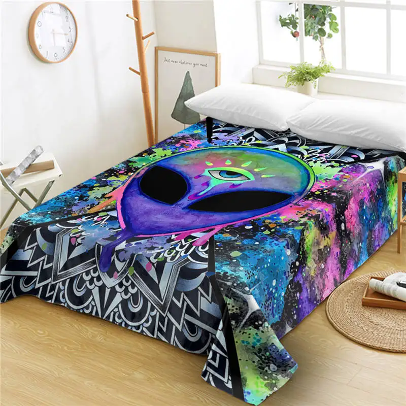 Trippy Alien Trippy Alien by Brizbazaar простыня король акварель плоский лист третий глаз покрывала Мандала блюдце драп де ЛИТ один кусок - Цвет: Trippy Alien