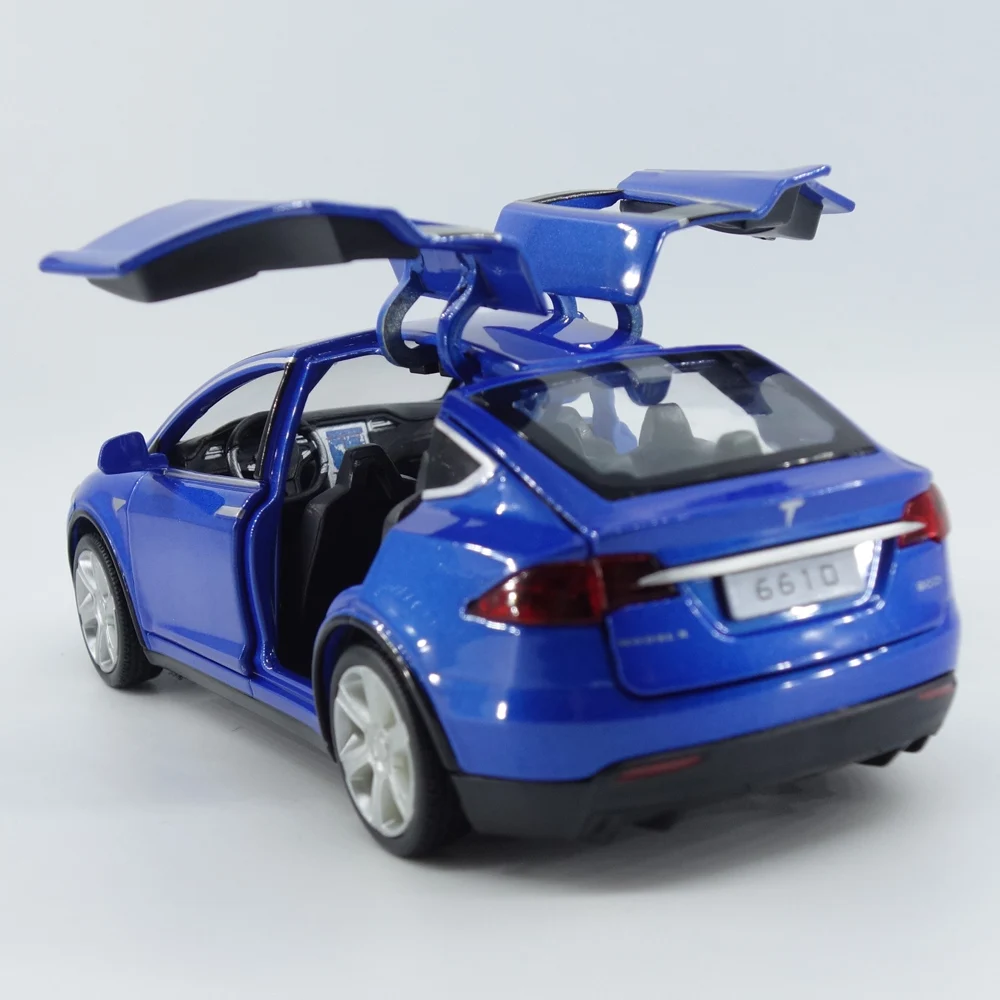 Модель автомобиля Tesla Model X из сплава 1:32 с электронной игрушкой имитацией света и