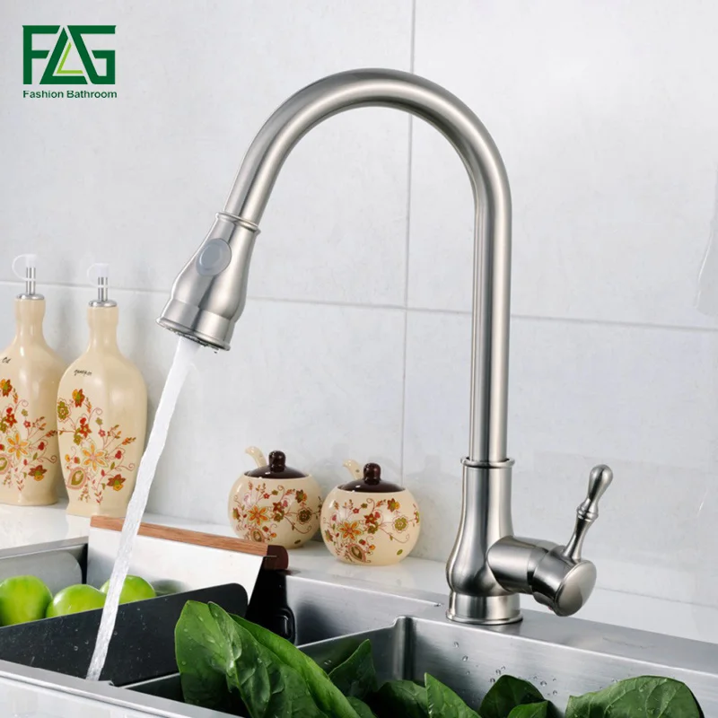 FLG Kitchen Faucet Deck Mounted Single Hole With 3 Cover Plate Oil Rubbed Black Mixer Pull Out Tap 155-33N | Обустройство дома