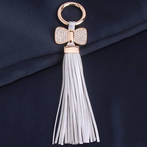 Женский бантик из искусственной кожи с кисточками автомобильный брелок