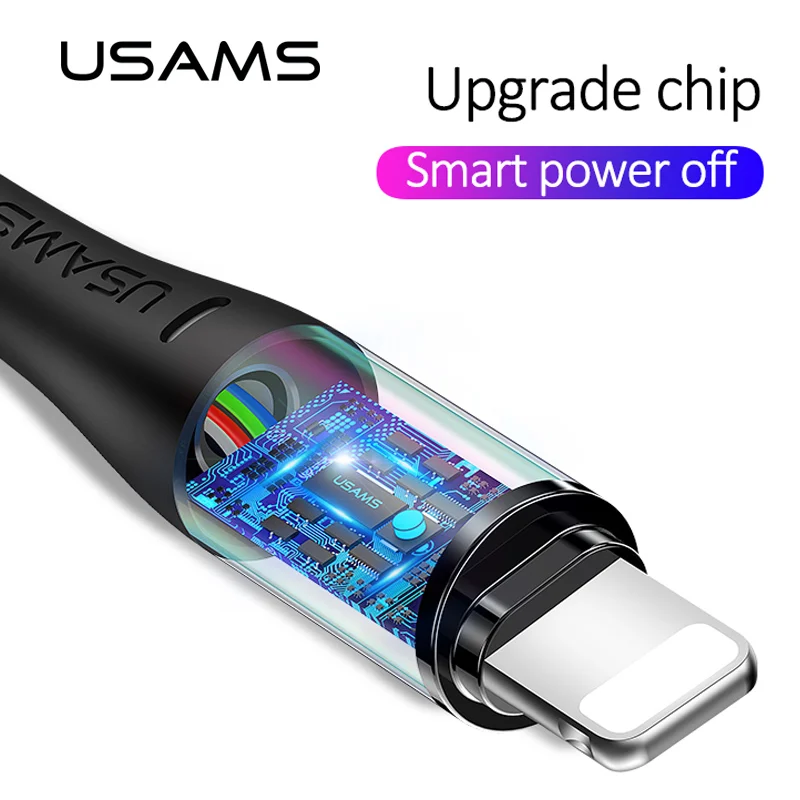 USAMS мобильный usb кабель для iPhone X 7 2A быстрое зарядное устройство светодиодный