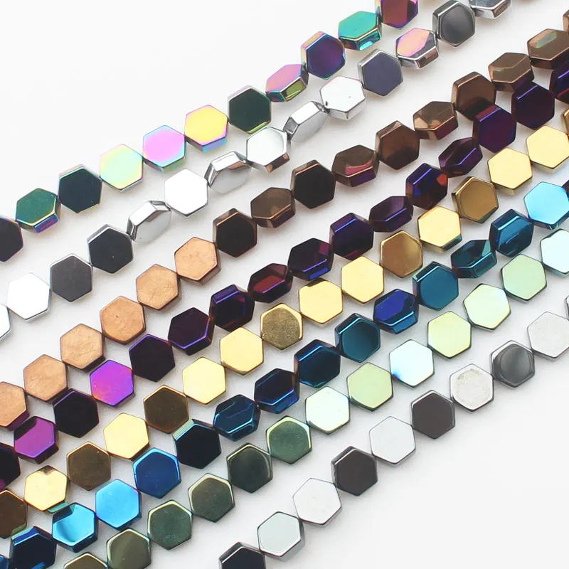 Бесплатная доставка Бусины Из Натурального Гематита с шестигранной пластиной