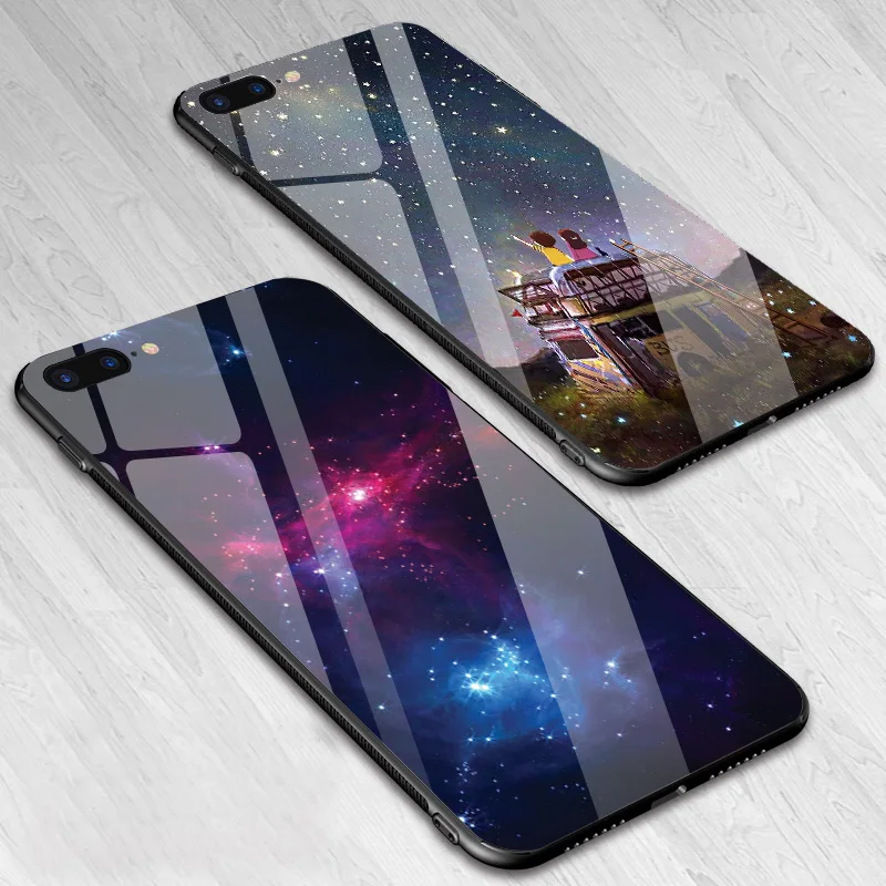 IIOZO, чехол для телефона из закаленного стекла s, для iphone 7, 8 plus, чехол с естественным видом, твердая стеклянная задняя крышка для iphone 6, 6S Plus, 7plus
