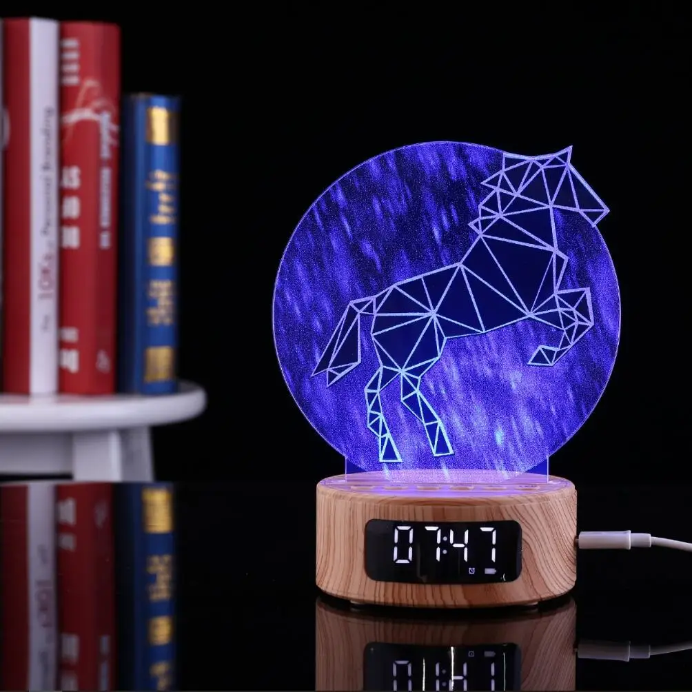 Bluetooth будильник проекция аудио Галактика 3d ночник цветной цифровой стол