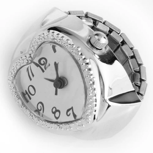 YCYS-серебристые кварцевые карманные часы с сердечком и кольцом для пальцев |