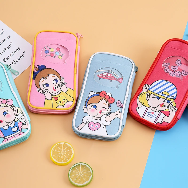 Милый чехол карандаш Bentoy для школьниц на молнии макияжа хранения карандашей