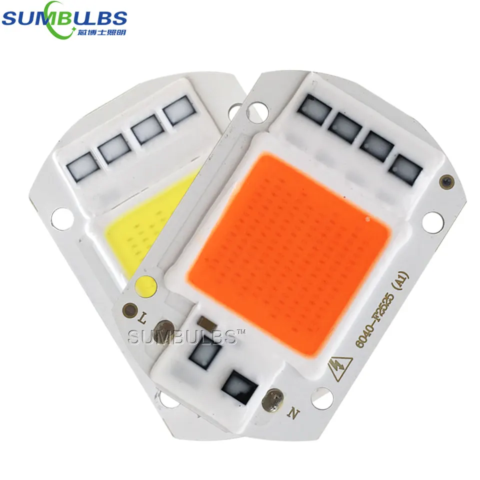 Sumbulbs 20 Вт 30 50 Smart IC 110 В 220 AC COB Светодиодная лампа для роста растений чип на борту
