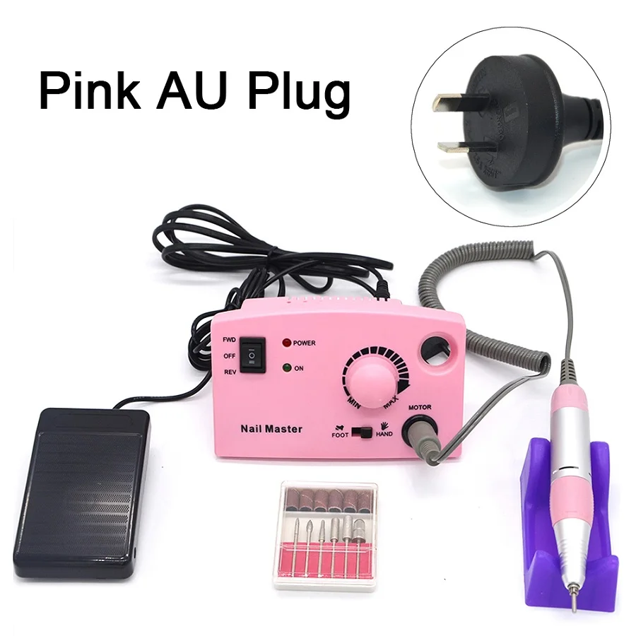Pink AU plug 30000 об/мин дрель для ногтей электрическая машинка маникюрные аксессуары для резки комплекты для педикюра маникюрные пилочки Инструменты для ногтей розовый 204 - Цвет: Pink AU plug