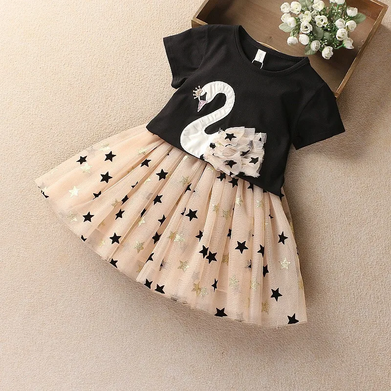 Fashion Toddler Baby Girl Suit Tops T Shirt Two Piece Chiffon Gauzy Dress Children Kids Flamingo Skirt Clothing Set | Детская одежда и