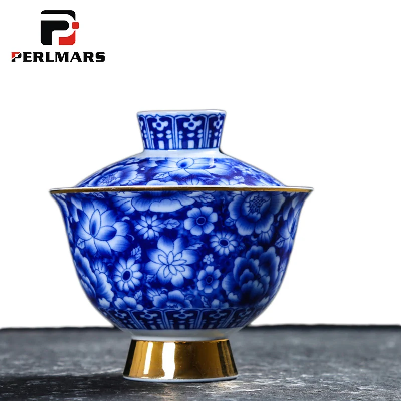 Цзиндэчжэнь винтажный узор керамический фарфор Gaiwan китайский кунг-фу Крышка