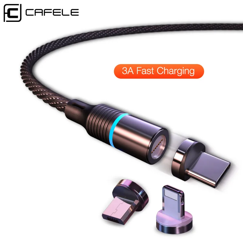 Магнитный кабель CAFELE 3A Micro usb type C для iPhone Xr Xs Max X магнитное зарядное устройство huawei