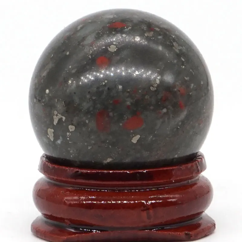 Blood Stone Натуральный смешанный камень шар Натуральная Минеральная кварцевая Сфера массаж рук хрустальный шар Исцеление фэн-шуй домашний декор аксессуар 30 мм - Цвет: Blood Stone