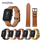 AMAZFEEL 20 мм ремешок из натуральной кожи для Xiaomi Huami Amazfit Bip BIT Смарт-часы браслет для Xiaomi Amazfit ремешок 6 видов цветов