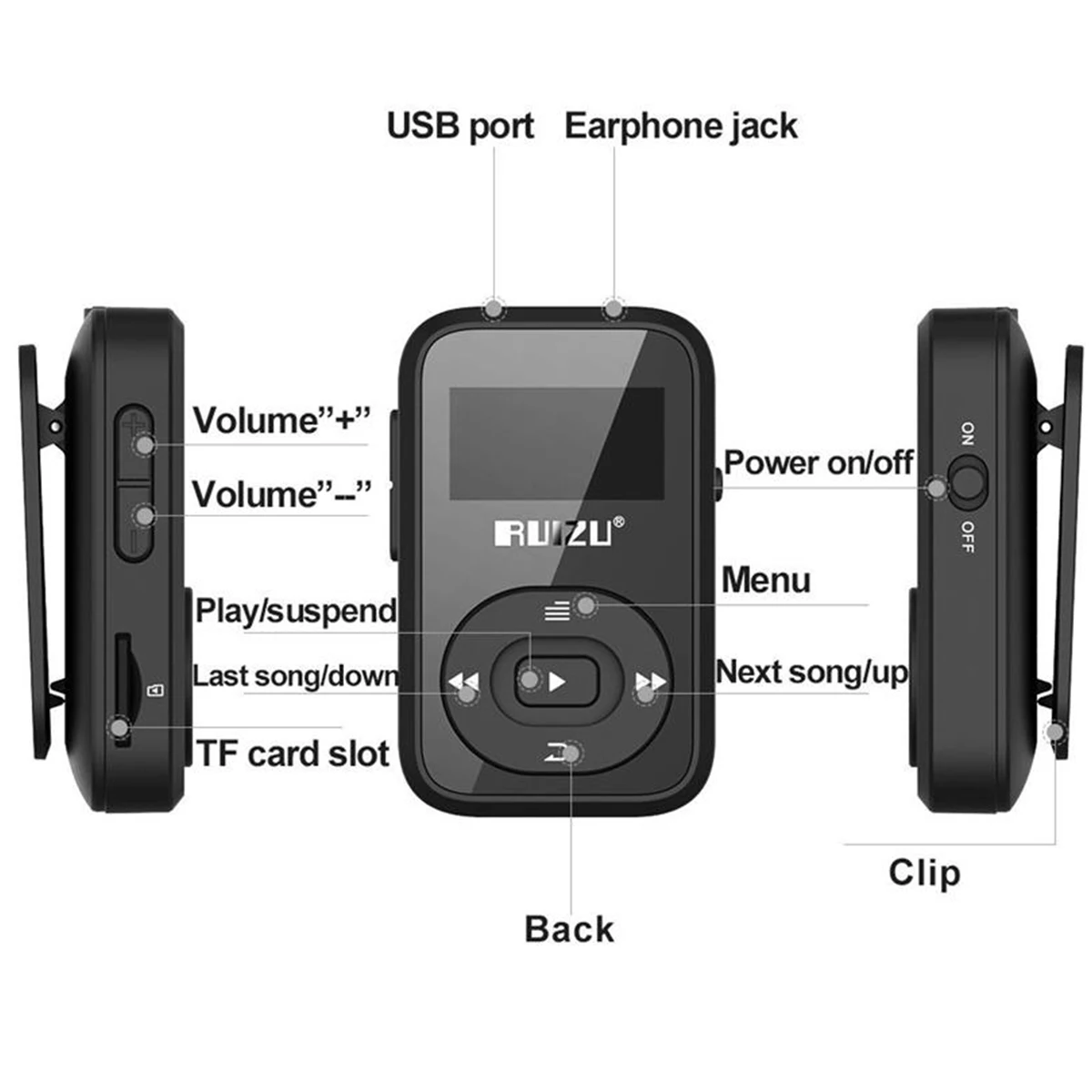 Оригинальный ruidu X26 новейшая версия Bluetooth MP3 плеер 8 Гб Спортивный mp3 музыкальный с