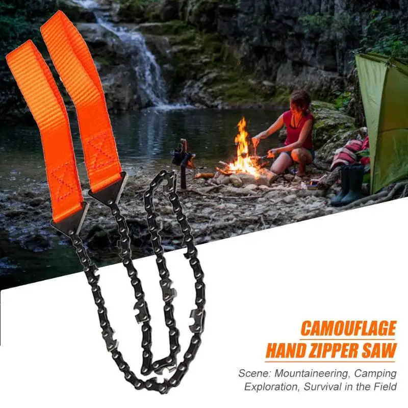 Outdoor Camping Orange Braided Handle Hand Zipper Saw Survival Equipment | Спорт и развлечения