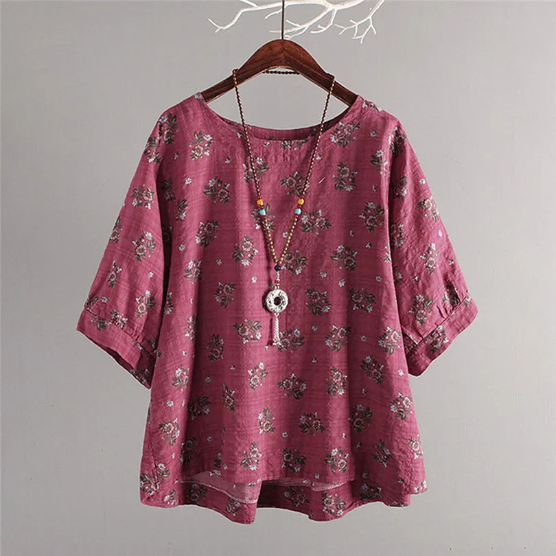 

Hot Sale Printed Loose Blouse 2019 New Women Fashion Linen Floral Boho Blusas Spring Summer Long Sleeve Shirt Camiseta WS&&DE