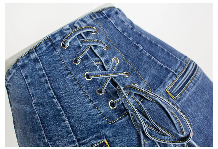 Сексуальные джинсовые шорты LOGAMI на шнуровке с завышенной талией женские