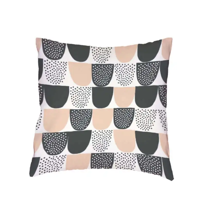 Пэчворк геометрический горошек в полоску с надписью Hello Good Morning наволочка 45*45 см