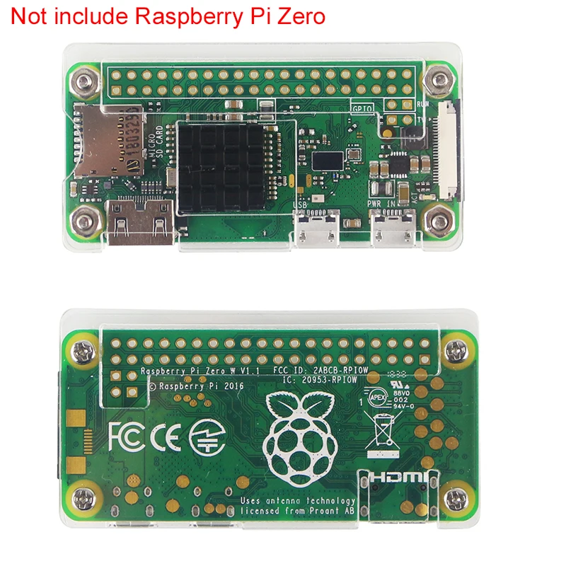 Фото Акриловый чехол Raspberry Pi Zero W + алюминиевый теплоотвод для RPI Zero Box, Корпус Корпуса, корпус, чехол s также для RPI Zero V1.3 №2