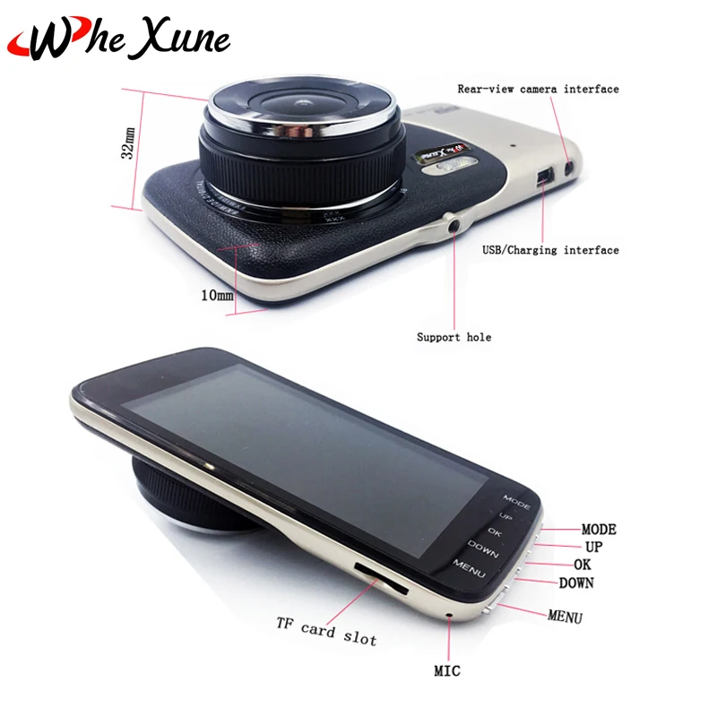 WHEXUNE 4 0 дюймов Двойной объектив тире Камера FHD 1080 P Видеорегистраторы для
