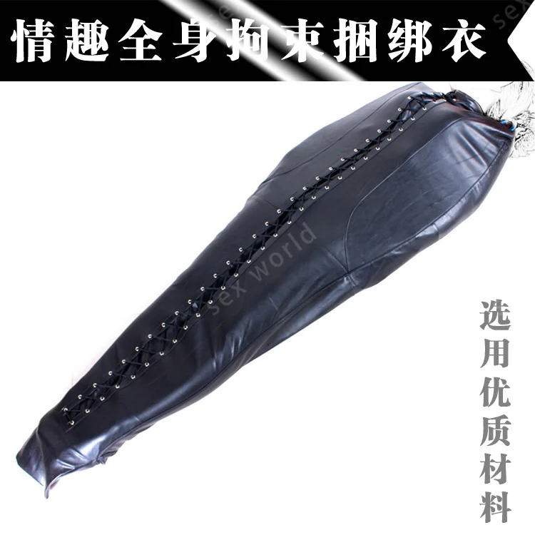 Black Soft PU Leather Full Body Sleeping Bag Sex BDSM Binder Bondage Slave Restraints Gear Harness Belt Sack Products | Красота и