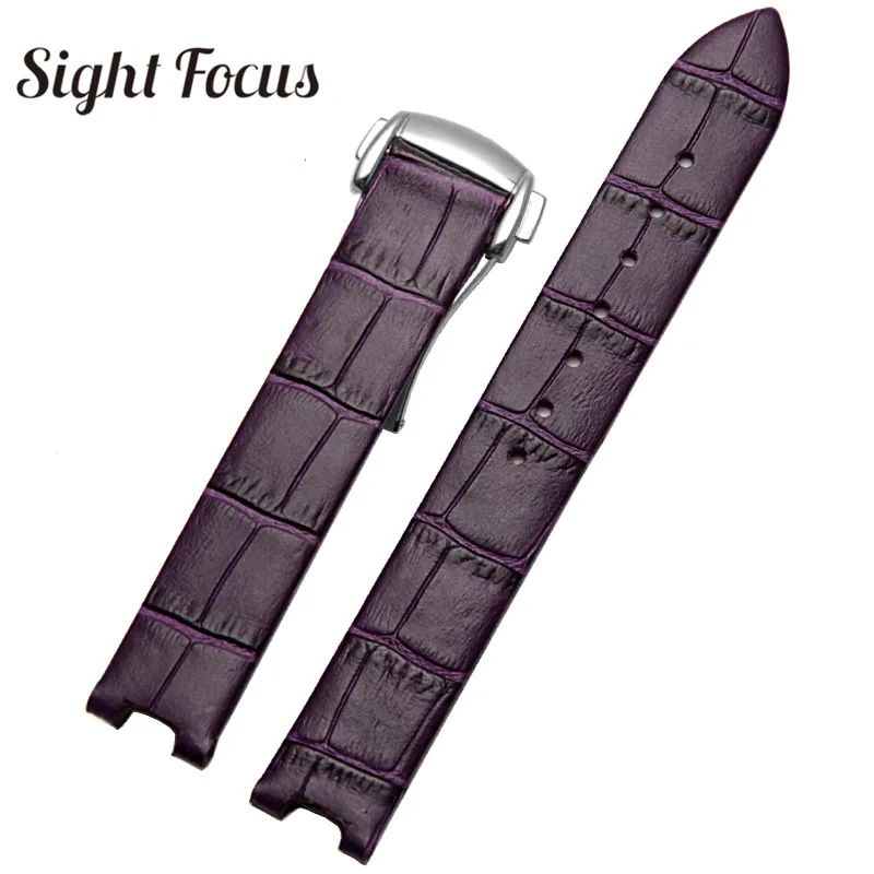 16x8mm Women Calfskin Leather Watch Strap Band for Omega Watch de Ville 425.38 Ladies Bracelets Deployant Clasp Belt Band Correa