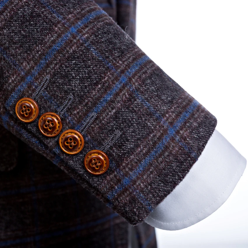 New Arrival Groom Tuxedos Glen Plaid Double Breasted Man Clothes 2020 Suits High Quality Wool (Jacket+pants) | Мужская одежда