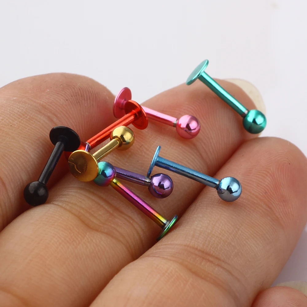 TIANCIFBYJS титановое IP короткое кольцо для губ LABRET пирсинг Монро Козелок Уха 16 г 8 мм 100