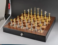 high quality chess set with non folding wooden chessboard 5050 cm size high end furniture decoration chess free shipping