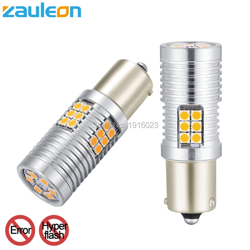 Zauleon 2 шт. 1156 P21W PY21W светодиодный Amber, указатель поворота BA15S BAU15S желтый светодиодный Canbus без гипер мигать лампы