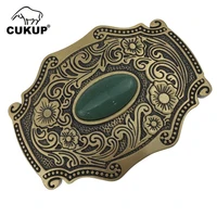 cukup new design floral pattern solid brass buckle metal with real jade for 3 7 3 9cm wide belt paties buckles only men brk002